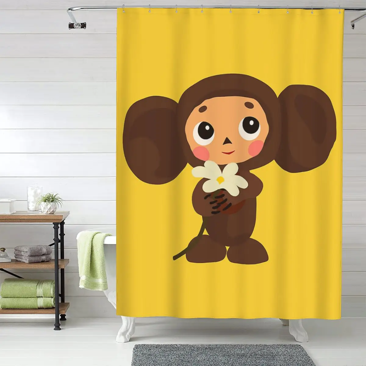 Занавеска для душа «Чебурашка» из полиэстера, водонепроницаемая, с крючками
Занавеска для душа «Чебурашка» из полиэстера, водонепроницаемая, с крючками