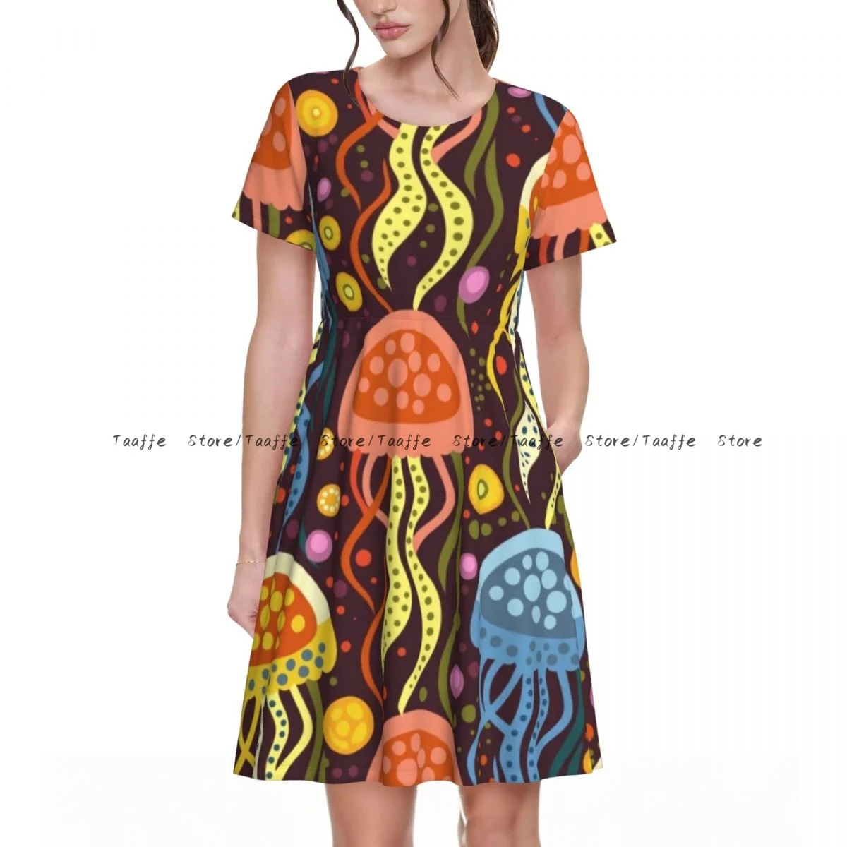 Women Dress Colored Jellyfish Summer Elegant O Neck Short Sleeve Female Casual Loose Long Dress
Women Dress Colored Jellyfish Summer Elegant O Neck Short Sleeve Female Casual Loose Long Dress