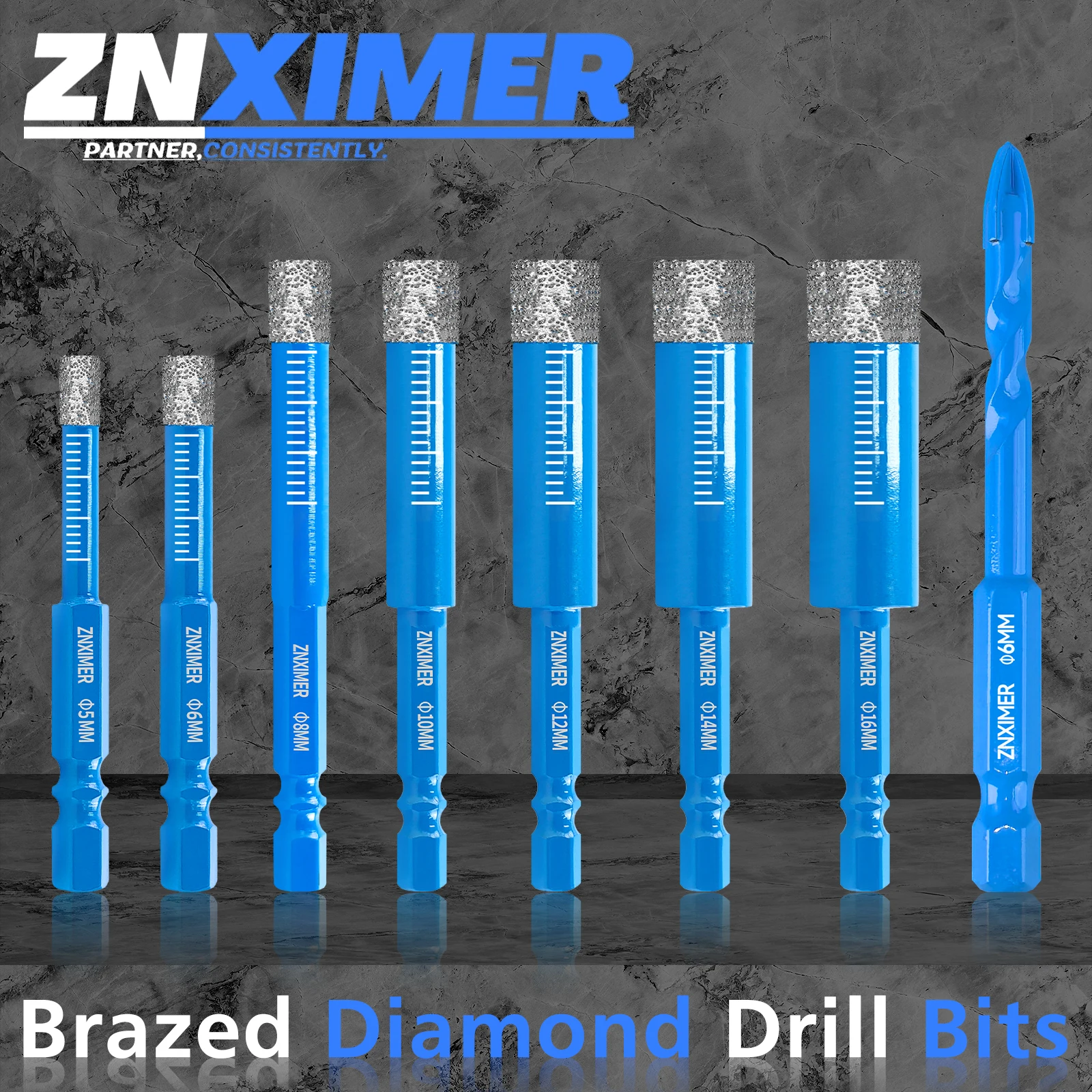 ZnXimer шестигранный хвостовик, паяное сухое сверло для керамической плитки, гранит, мрамор, открывалка для отверстий для стеклоненной плитки, алмазное сверло 5-16 мм 
ZnXimer шестигранный хвостовик, паяное сухое сверло для керамической плитки, гранит, мрамор, открывалка для отверстий для стеклоненной плитки, алмазное сверло 5-16 мм