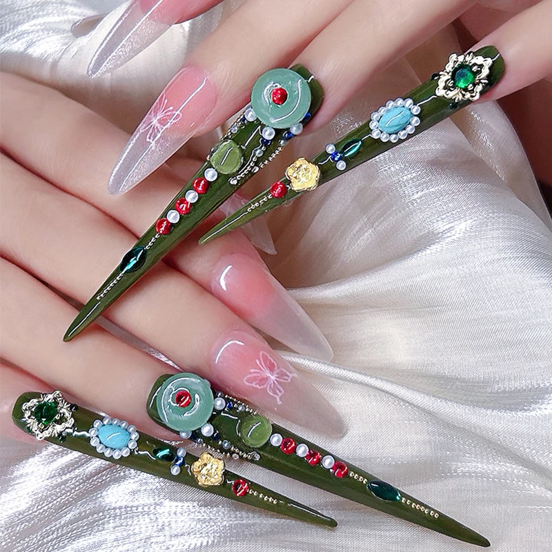 14 Piece(4 long+10 short) Handmade Retro Gem Littini Nail Set Shiny Elegant for Occasions (Better Than) Popular Kits
14 Piece(4 long+10 short) Handmade Retro Gem Littini Nail Set Shiny Elegant for Occasions (Better Than) Popular Kits