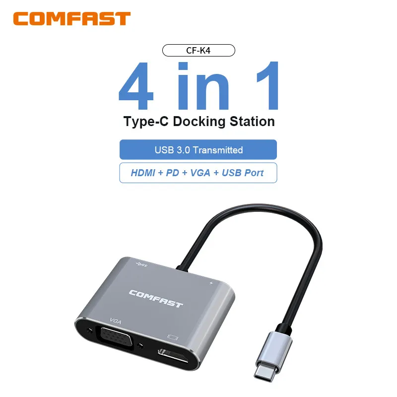COMFAST 4K/6K Type C with USB 3.0 HDMI VGA for MacBook Lenovo Apple Huawei Xiaomi Dell Laptop Desktop Computer
COMFAST 4K/6K Type C with USB 3.0 HDMI VGA for MacBook Lenovo Apple Huawei Xiaomi Dell Laptop Desktop Computer