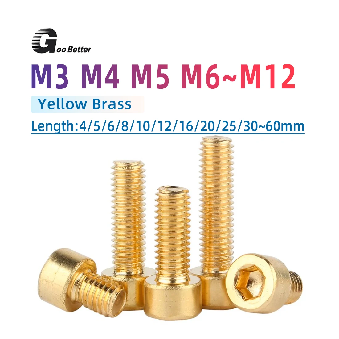Pure Brass Hex Socket Cap Head Screws M2 M2.5 M3 M4 M5 M6 M8 M10 M12 Allen Key Head Screw Bolt
Pure Brass Hex Socket Cap Head Screws M2 M2.5 M3 M4 M5 M6 M8 M10 M12 Allen Key Head Screw Bolt
