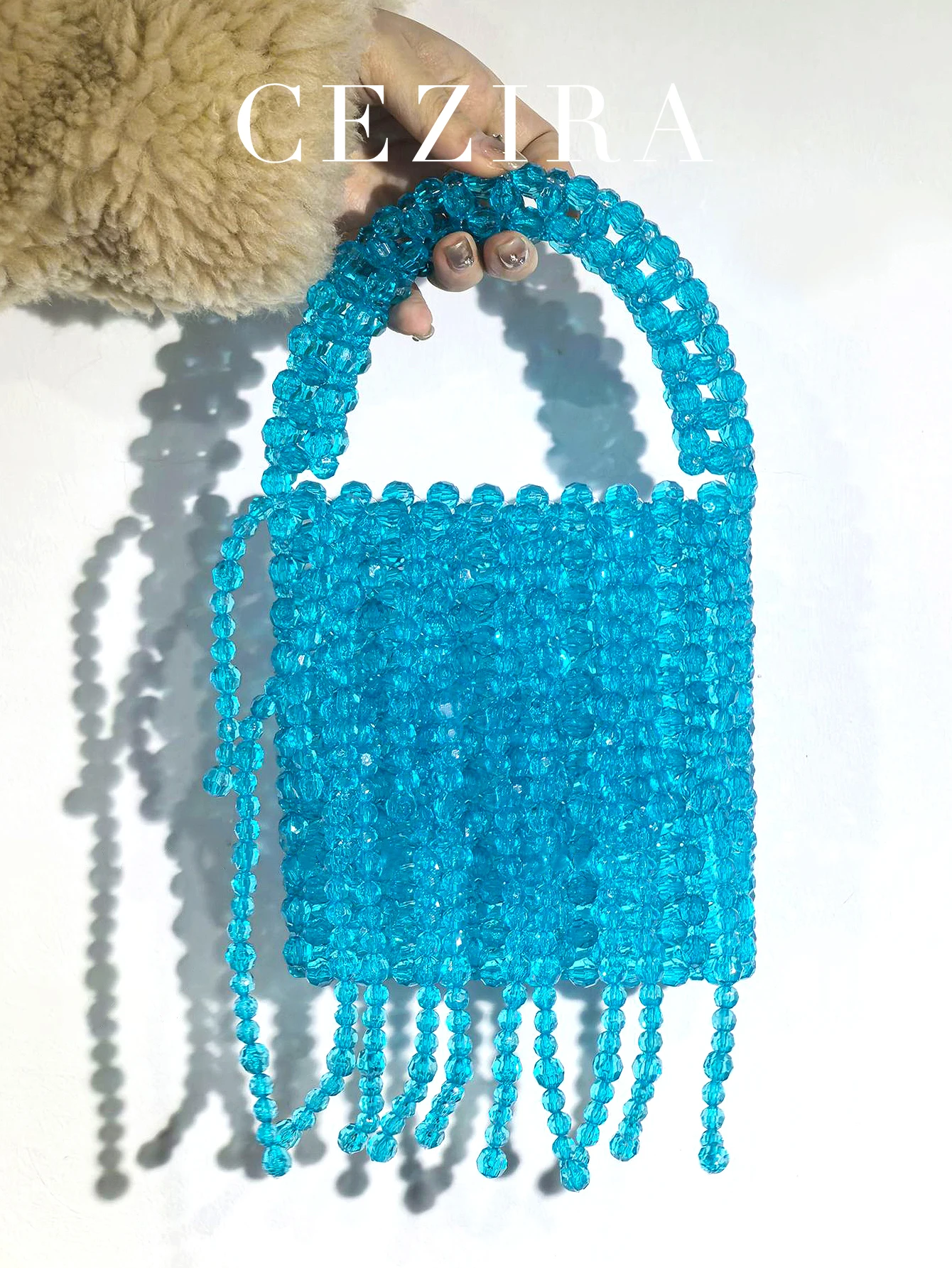 CR Women Fashionable Handmade Beaded Handbag Glamorous Beads Tassel Top-handle Small Square Bag Hollow Out Woven Basket Purse
CR Women Fashionable Handmade Beaded Handbag Glamorous Beads Tassel Top-handle Small Square Bag Hollow Out Woven Basket Purse
