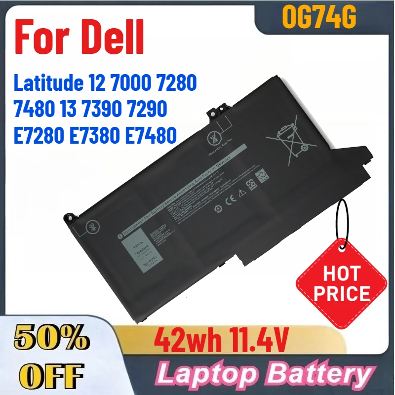 42Wh 11.4V High-Quality 0G74G Battery for Dell Latitude 12 7000 7280 7480 13 7390 7290 E7280 E7380 E7480 Fast Shipping
42Wh 11.4V High-Quality 0G74G Battery for Dell Latitude 12 7000 7280 7480 13 7390 7290 E7280 E7380 E7480 Fast Shipping