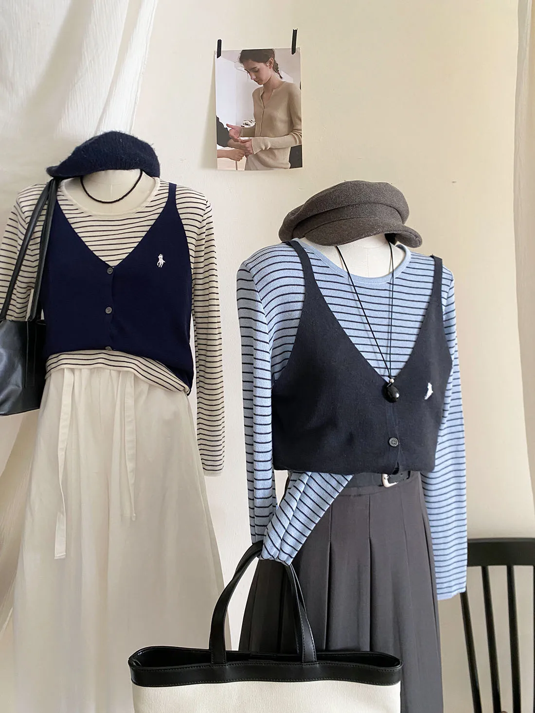 Women's Elegant Korean Style Two Pieces Knitted Top Lady Streetwear Long Sleeve O Neck Losoe Stripe Sweater + V Neck Camisole
Women's Elegant Korean Style Two Pieces Knitted Top Lady Streetwear Long Sleeve O Neck Losoe Stripe Sweater + V Neck Camisole