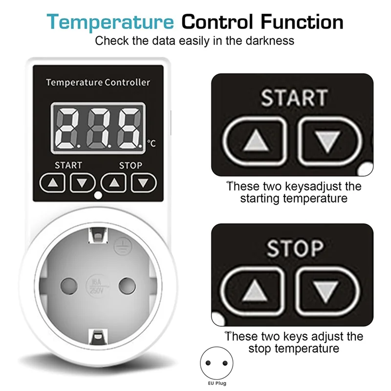 【Popular】2Pack Thermostat Socket With Sensor, Digital Temperature Controller Socket, Waterproof Temperature Switch EU Plug
【Popular】2Pack Thermostat Socket With Sensor, Digital Temperature Controller Socket, Waterproof Temperature Switch EU Plug