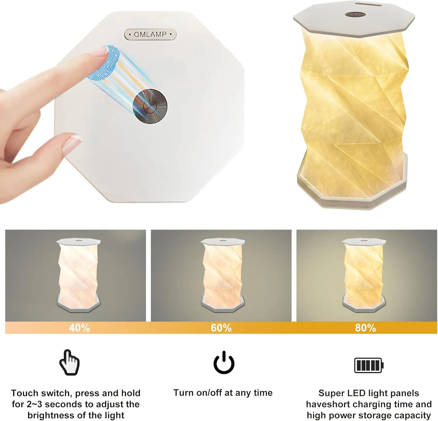 Portable Atmosphere Light Rotating Foldable Night Light Paper Lantern LED Touch Dimmer Bedhead Decoration Gift Table Book Light
Portable Atmosphere Light Rotating Foldable Night Light Paper Lantern LED Touch Dimmer Bedhead Decoration Gift Table Book Light