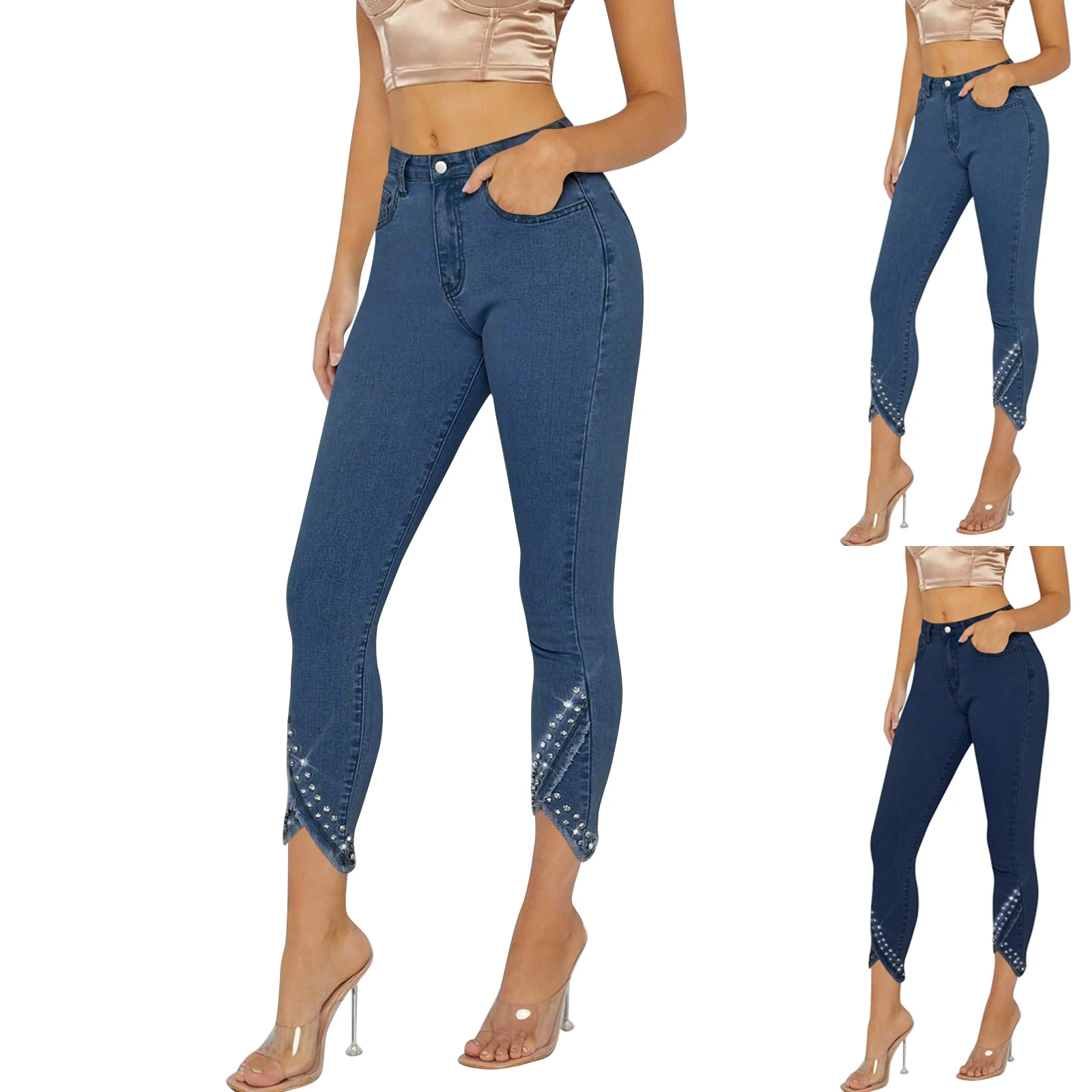 YHOPE Женские джинсы с высокой талией Узкие повседневные джинсы с бриллиантами
YHOPE Женские джинсы с высокой талией Узкие повседневные джинсы с бриллиантами