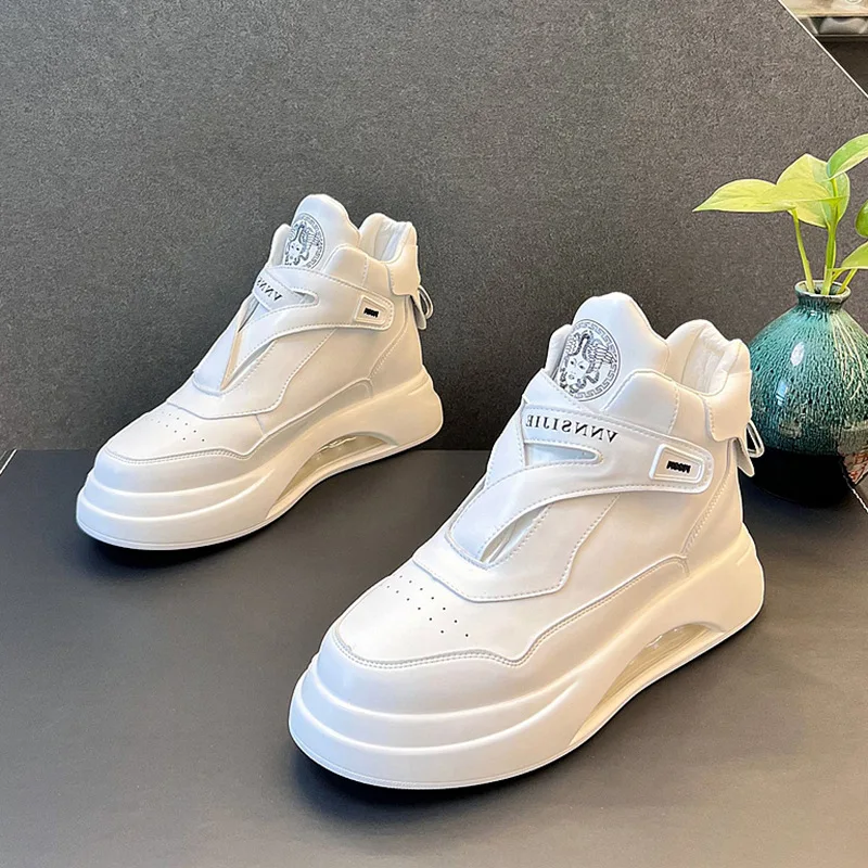 Men's High Top Sneakers Fashion Designer White Leather Casual Shoes Mens Outdoor Heightened Comfortable Air Cushion Sneakers
Men's High Top Sneakers Fashion Designer White Leather Casual Shoes Mens Outdoor Heightened Comfortable Air Cushion Sneakers