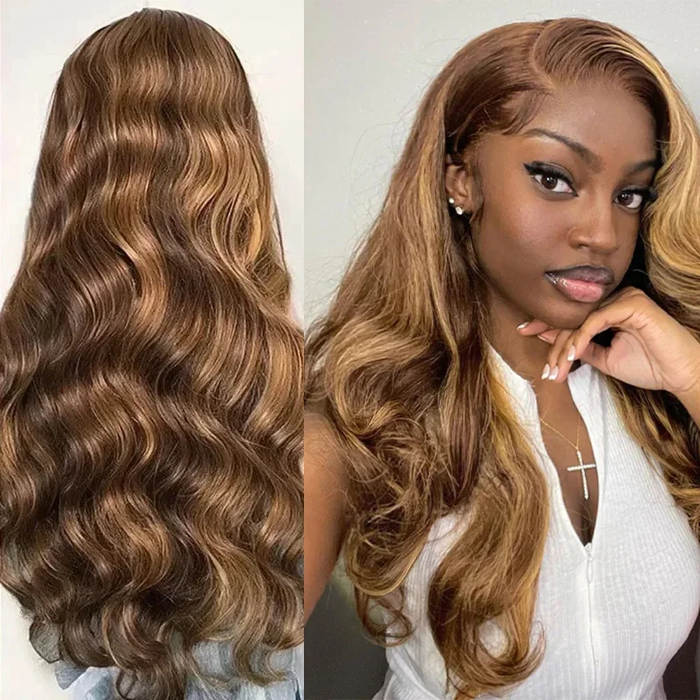 Glueless Highlight Wig Brown Colored Human Hair Body Wave Lace Front Wigs Pre Plucked 13X6 13x4 Lace Frontal Wig 100% Human Hair
Glueless Highlight Wig Brown Colored Human Hair Body Wave Lace Front Wigs Pre Plucked 13X6 13x4 Lace Frontal Wig 100% Human Hair