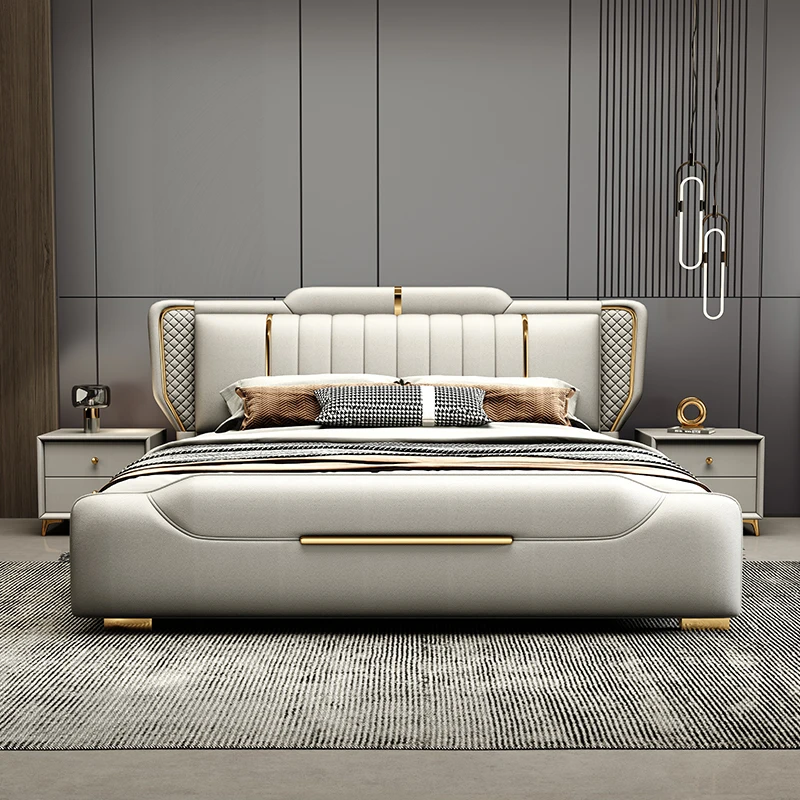 Italian Leather Bed Master Bedroom Double Bed 1.8 Meters Long Double Bed Modern And Simple Style
Italian Leather Bed Master Bedroom Double Bed 1.8 Meters Long Double Bed Modern And Simple Style
