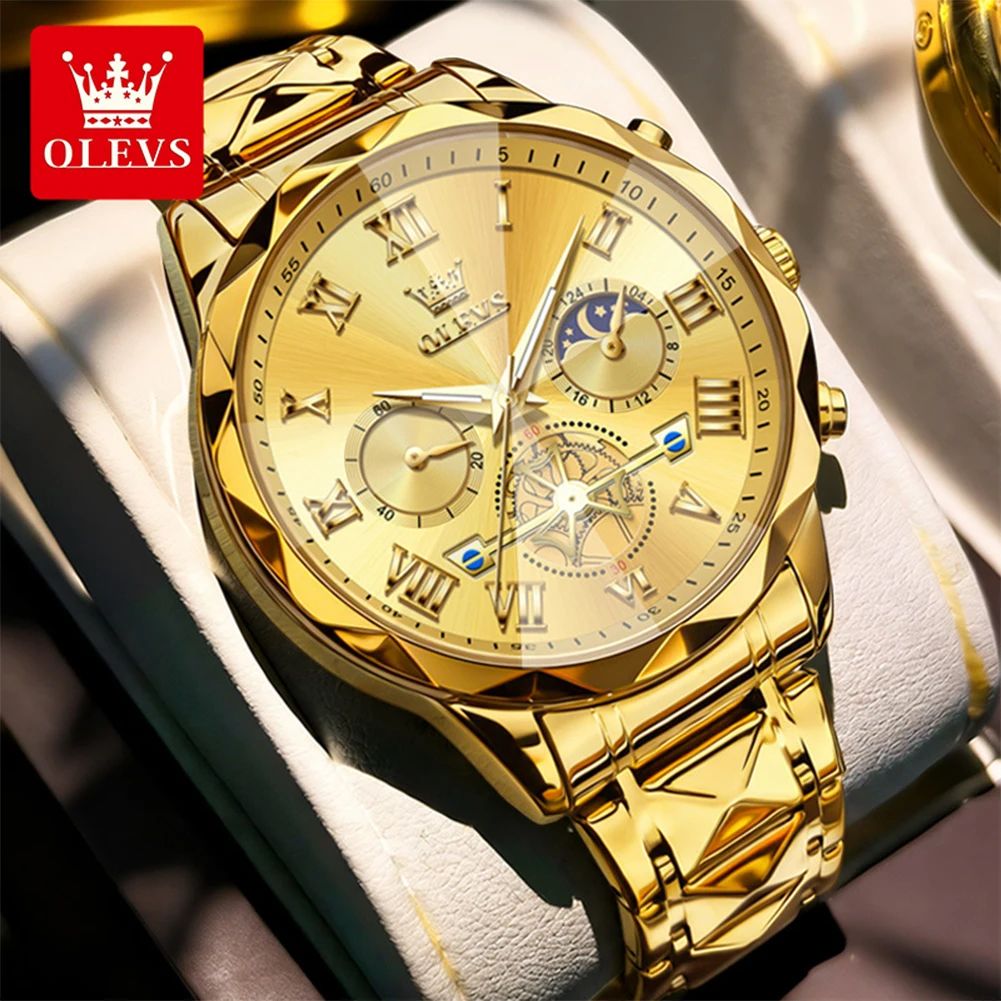 OLEVS Watches for Men New Fashion Rhombus Mirror Luxury Quartz Wristwatch Solid Steel Strap Moon Phase Waterproof Watches 2709
OLEVS Watches for Men New Fashion Rhombus Mirror Luxury Quartz Wristwatch Solid Steel Strap Moon Phase Waterproof Watches 2709