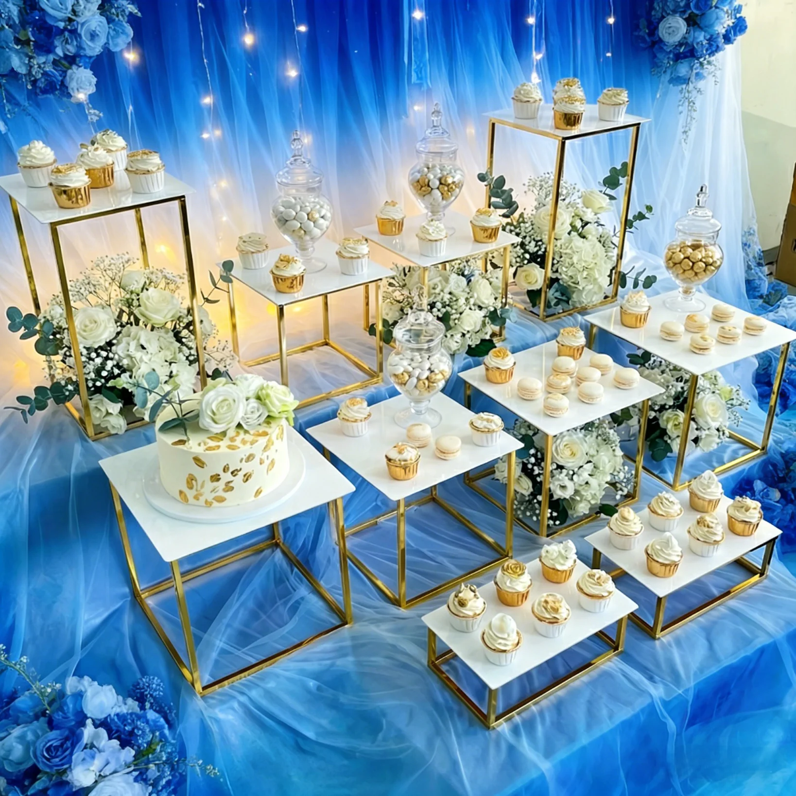 10 PCS Luxury Premium European Wedding Dessert Display Kit - Geometric Gold Frame Stands for Cake & Pastry Presentation
10 PCS Luxury Premium European Wedding Dessert Display Kit - Geometric Gold Frame Stands for Cake & Pastry Presentation