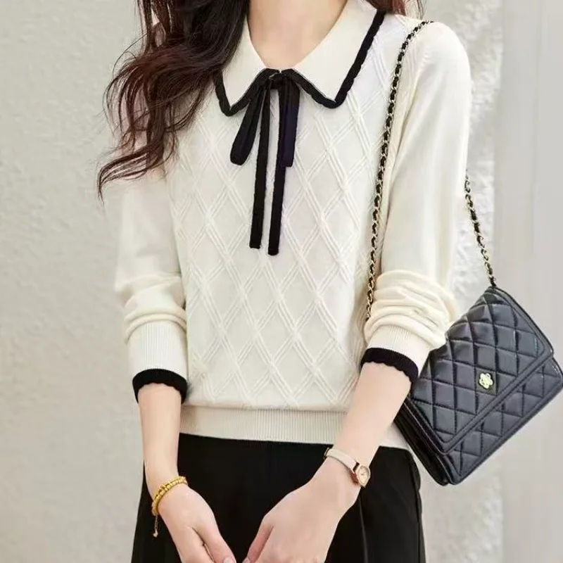 Doll Bow 2025 Knitted Sweater Spring and Autumn New Base Long-sleeved Top
Doll Bow 2025 Knitted Sweater Spring and Autumn New Base Long-sleeved Top