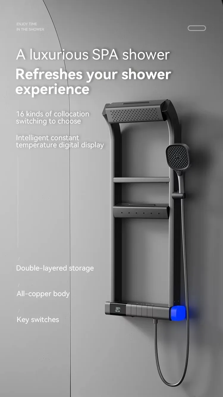 Luxury Multifunctional Piano Key Smart Digital Wall Mounted Constant Temperature Rainfall Shower System Set
Luxury Multifunctional Piano Key Smart Digital Wall Mounted Constant Temperature Rainfall Shower System Set
