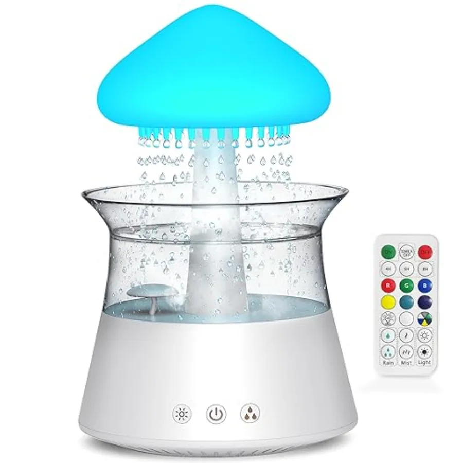 Cloud Humidifier Rain Water Drip Diffuser Humidifier with Remote Waterfall Lamp Mushroom Humidifier Rain Sounds White Noise Hum
Cloud Humidifier Rain Water Drip Diffuser Humidifier with Remote Waterfall Lamp Mushroom Humidifier Rain Sounds White Noise Hum