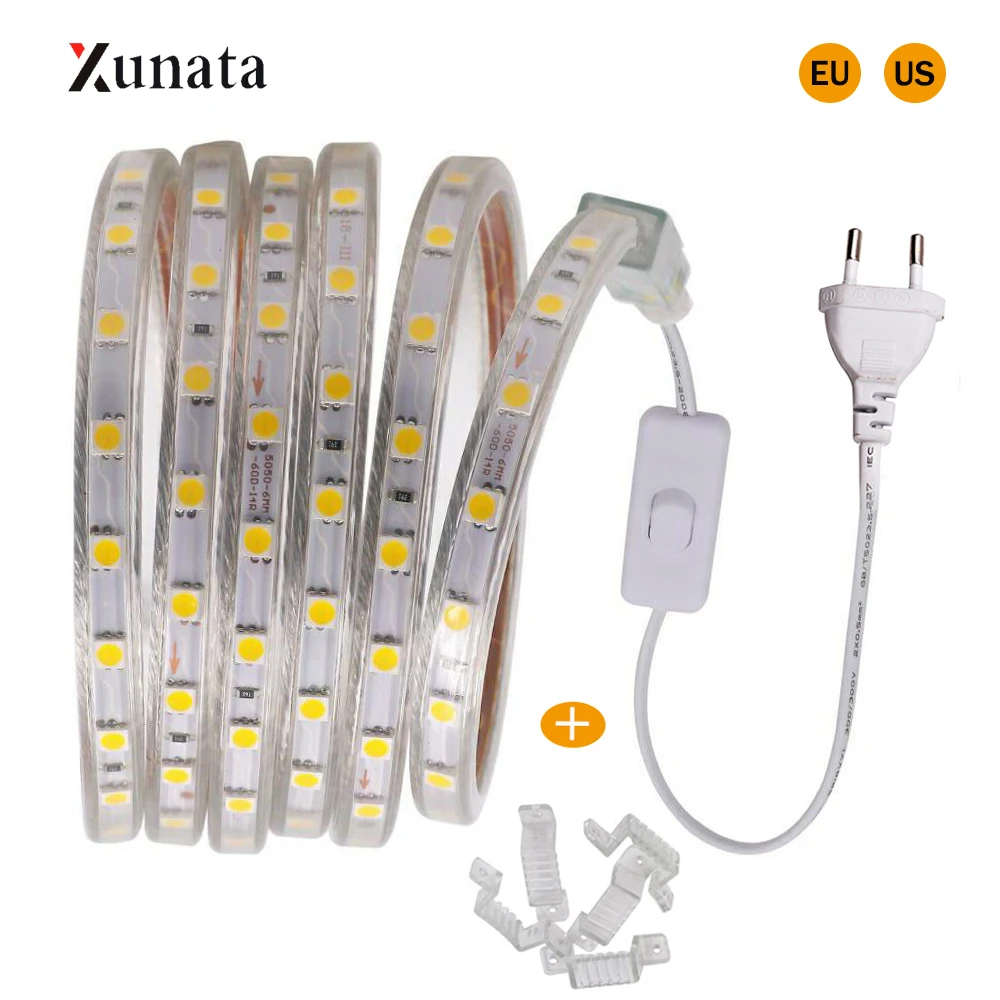 Светодиодная лента 110 В, 220 В, SMD5050, гибкая светодиодная лента 60 светодиодов/м, водонепроницаемая светодиодная лента Светодиодная лента световой светильник с вилкой переключателя ЕС, США
Светодиодная лента 110 В, 220 В, SMD5050, гибкая светодиодная лента 60 светодиодов/м, водонепроницаемая светодиодная лента Светодиодная лента световой светильник с вилкой переключателя ЕС, США