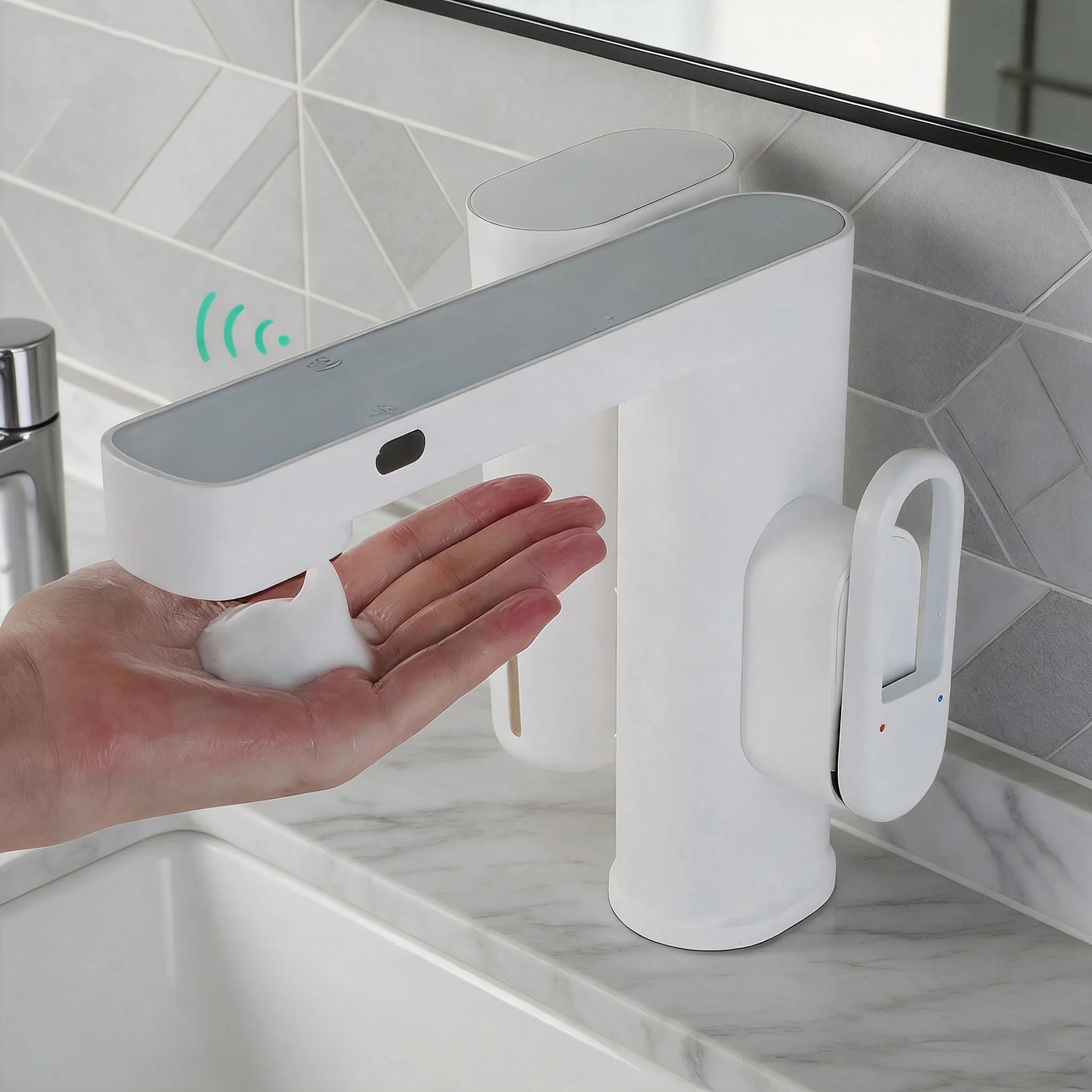 Sink Mixer Torneira 2 IN 1 Faucet Soap Dispenser Deck Mounted Torayvino Automatic Inflated Bathroom Sensor Faucet Crane 1 Handle
Sink Mixer Torneira 2 IN 1 Faucet Soap Dispenser Deck Mounted Torayvino Automatic Inflated Bathroom Sensor Faucet Crane 1 Handle