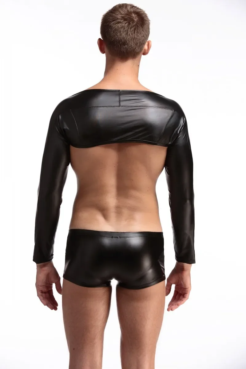 Man Shoulder Strap Crop Tops PU Leather Sexy Long Sleeve Wrestling Shirts Bodybuilding Stage Costume Bondage Gay Exotic Tanks
Man Shoulder Strap Crop Tops PU Leather Sexy Long Sleeve Wrestling Shirts Bodybuilding Stage Costume Bondage Gay Exotic Tanks