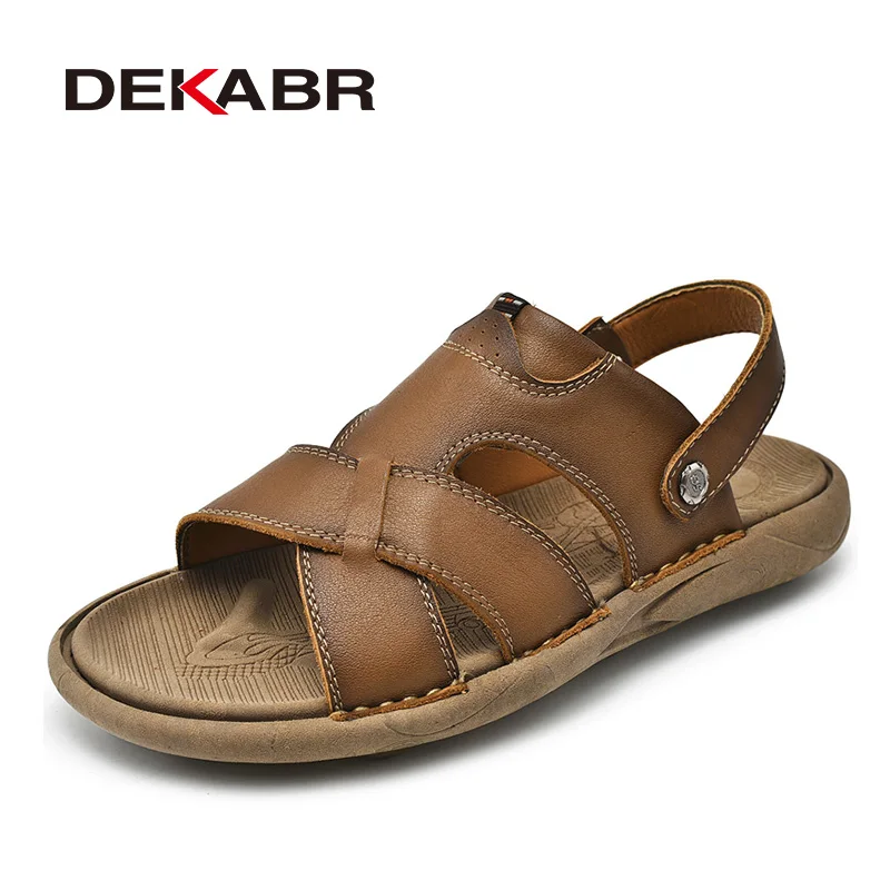 DEKABR Mens Sandals Split Leather Summer Non Slip Soft Wear-Resistant Lightweight Comfortable Fashion Beach Casual Flat Slippers
DEKABR Mens Sandals Split Leather Summer Non Slip Soft Wear-Resistant Lightweight Comfortable Fashion Beach Casual Flat Slippers