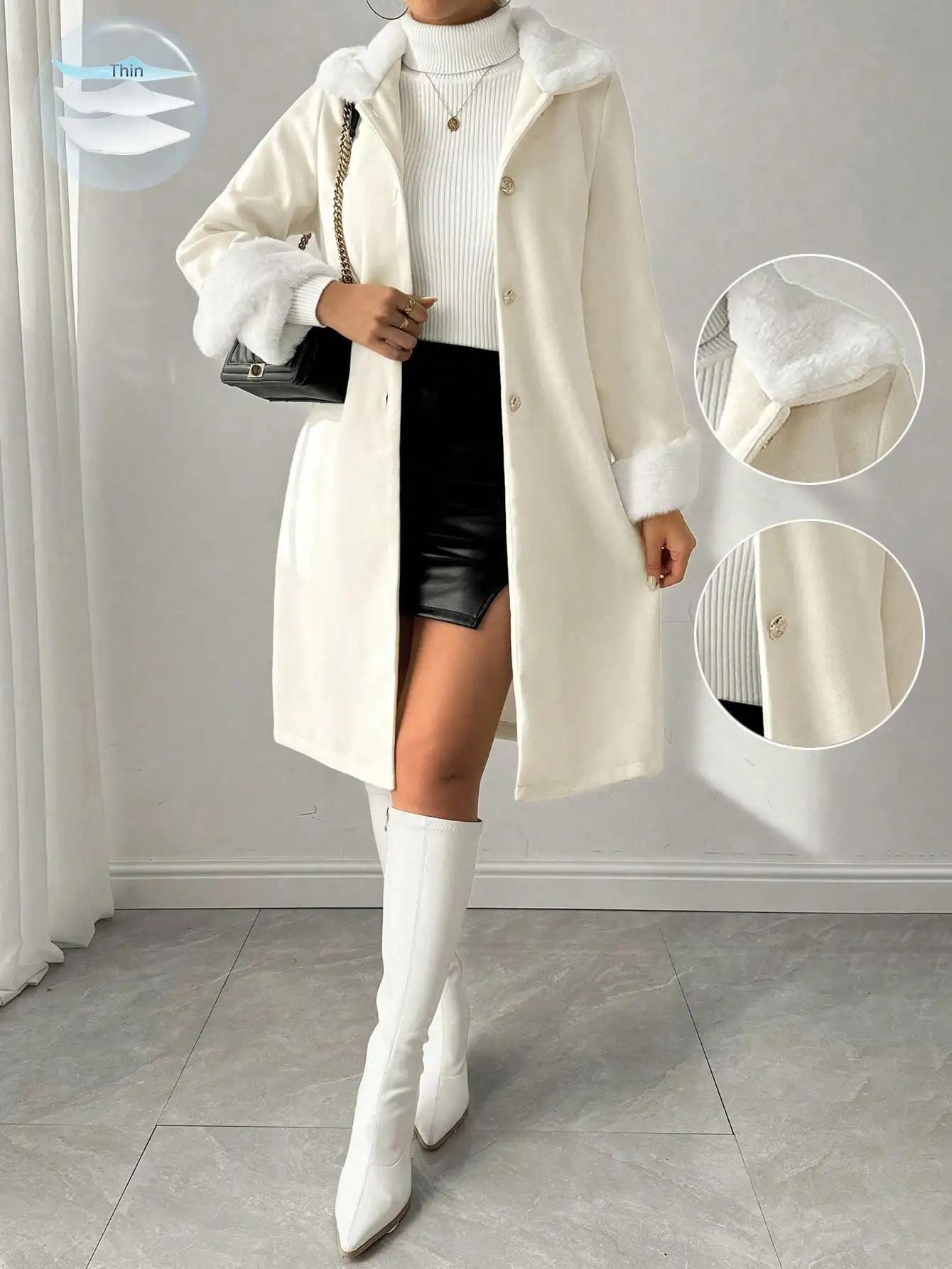 Women's Long Single Breasted Coat with Fluffy Collar, Casual Autumn Winter Outerwear
Women's Long Single Breasted Coat with Fluffy Collar, Casual Autumn Winter Outerwear