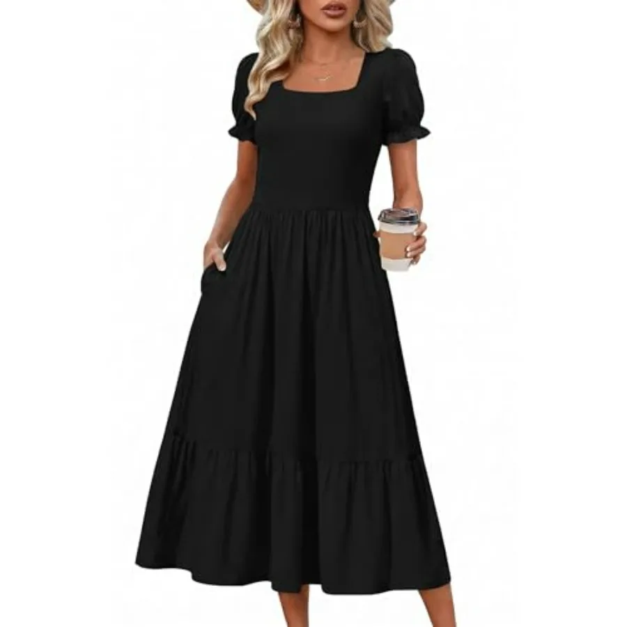 Zeagoo Summer Dresses for Women Flowy Casual Midi Dress Short Sleeve Tiered Dress Beach Vacation Sundresses with Pockets
Zeagoo Summer Dresses for Women Flowy Casual Midi Dress Short Sleeve Tiered Dress Beach Vacation Sundresses with Pockets
