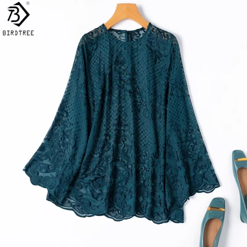Birdtree, 100% Real Silk Embroidery Blouse, Georgette Sheer Shirt, Women's Long Sleeve O-neck Smock, 2026 Summer NewT64703JF
Birdtree, 100% Real Silk Embroidery Blouse, Georgette Sheer Shirt, Women's Long Sleeve O-neck Smock, 2026 Summer NewT64703JF