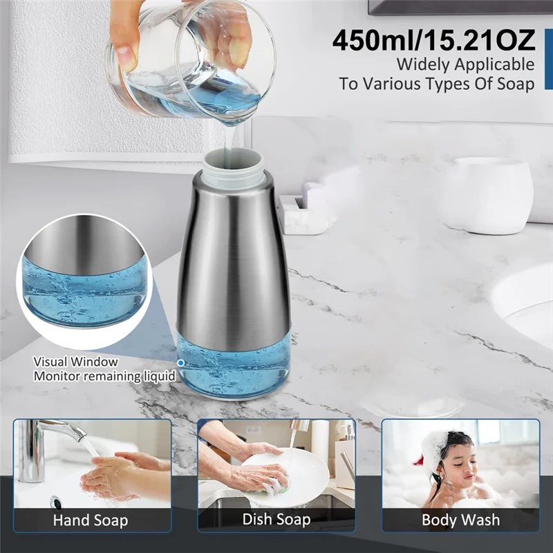 ABIT Automatic Soap Dispenser Touchless Stainless Steel Auto Liquid Hand Dish Soap Dispenser Hands Free Electric
ABIT Automatic Soap Dispenser Touchless Stainless Steel Auto Liquid Hand Dish Soap Dispenser Hands Free Electric