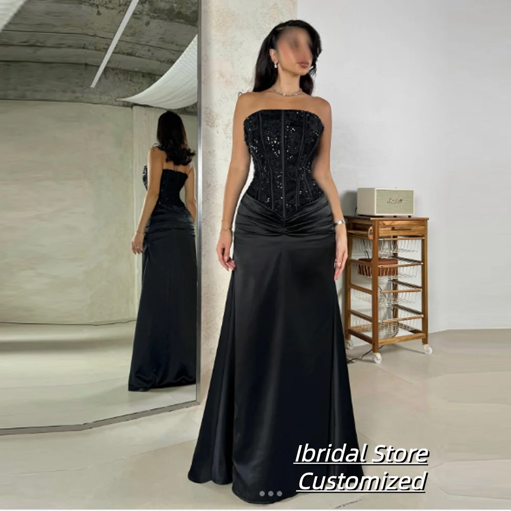 Customized Black Beaded Mermiad Evening Dresses Strapless Elegant For Women Arabian Prom Gown Party Dress
Customized Black Beaded Mermiad Evening Dresses Strapless Elegant For Women Arabian Prom Gown Party Dress