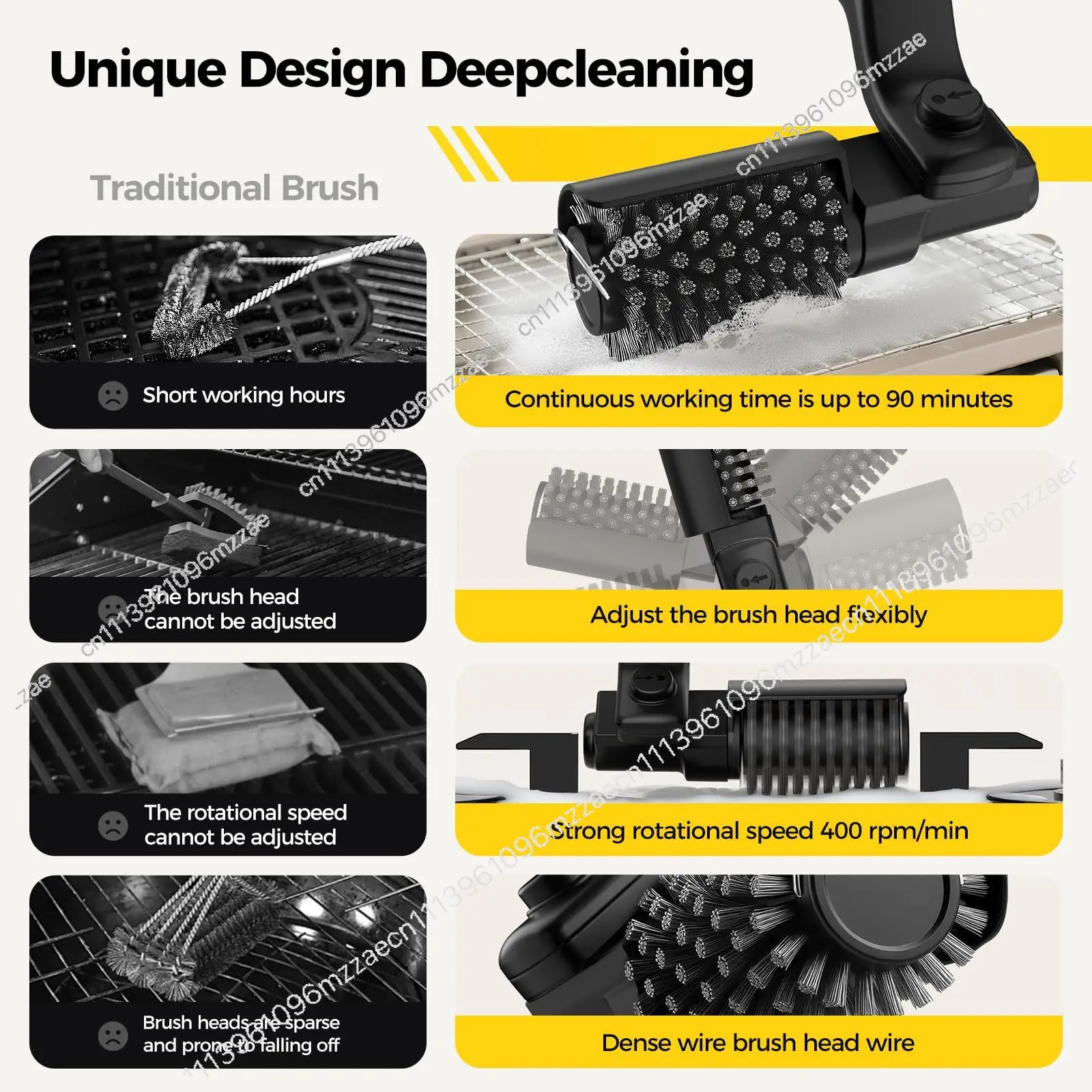 Electric BBQ Grill Cleaning Brush Heavy Duty Rotating Scrubber Tool for Barbecue Oil Grease
Electric BBQ Grill Cleaning Brush Heavy Duty Rotating Scrubber Tool for Barbecue Oil Grease