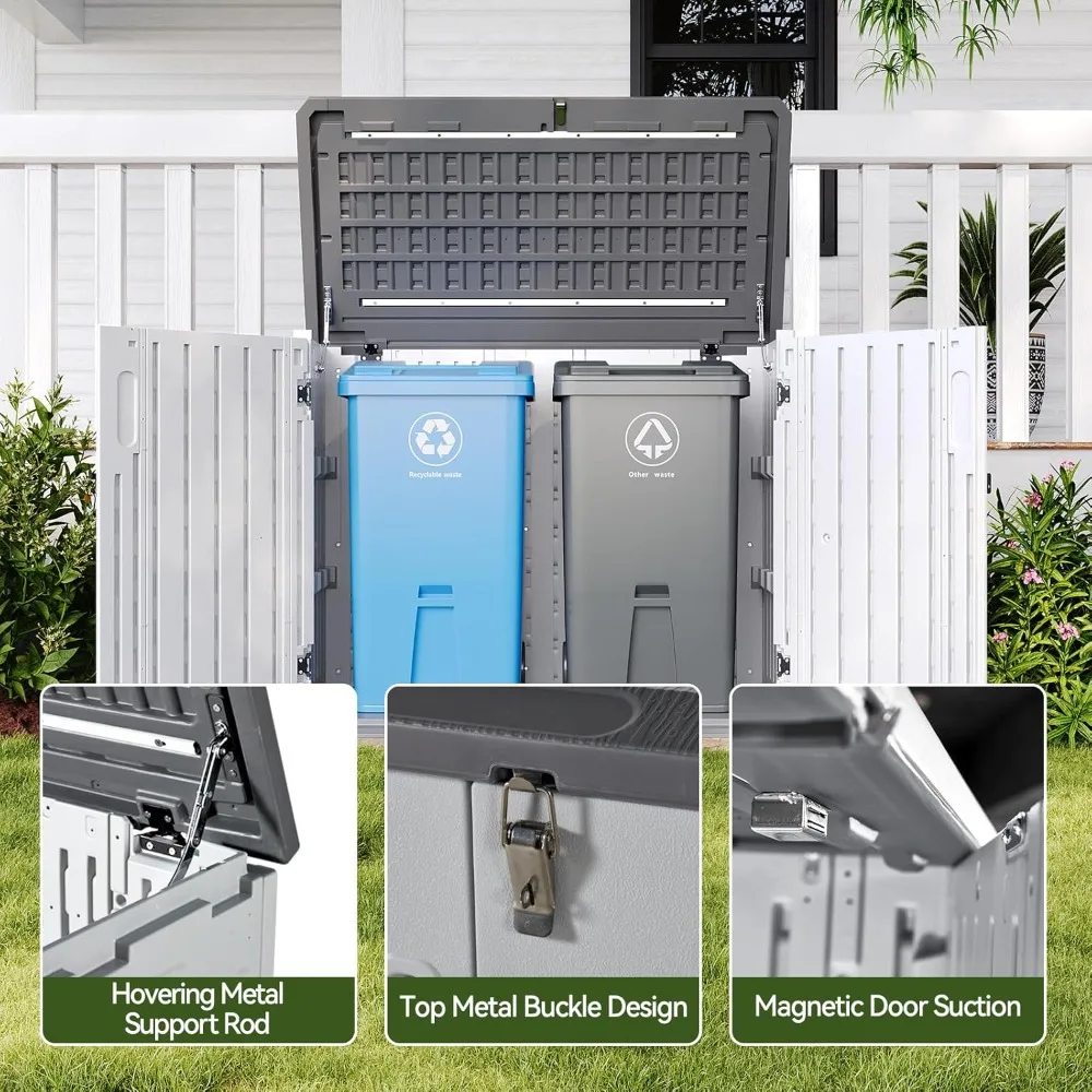 Outdoor Storage Cabinet 35 Cu.Ft Outdoor Trash Can Storage Shed Waterproof Horizontal Storage Shed Outdoor Storage, Customized
Outdoor Storage Cabinet 35 Cu.Ft Outdoor Trash Can Storage Shed Waterproof Horizontal Storage Shed Outdoor Storage, Customized