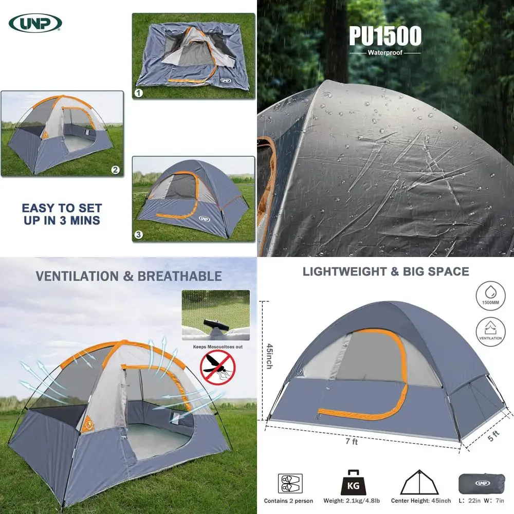2-Person Waterproof & Windproof Camping Tent - Easy Setup Portable Dome Tent for Outdoor Adventures
2-Person Waterproof & Windproof Camping Tent - Easy Setup Portable Dome Tent for Outdoor Adventures