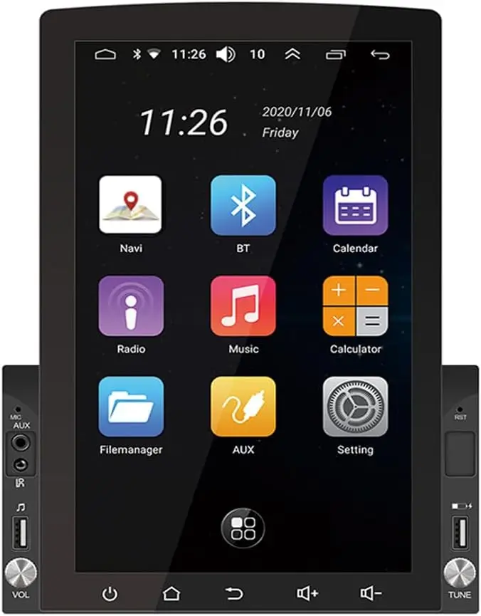 10.1 Inch Vertical Screen Android Car Radio Audio Video Stereo Receiver for 2-DIN Models, WiFi, Bluetooth, Phone Interconnection, GPS Navigation, SWC Support
10.1 Inch Vertical Screen Android Car Radio Audio Video Stereo Receiver for 2-DIN Models, WiFi, Bluetooth, Phone Interconnection, GPS Navigation, SWC Support