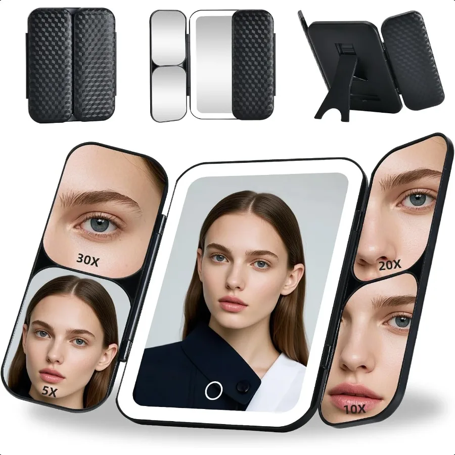 Trifold Vanity Mirror with LightRechargeable Travel Makeup Mirror with 5X 10X 20X 30X Magnifying Mirror Touch Screen Dimming Li
Trifold Vanity Mirror with LightRechargeable Travel Makeup Mirror with 5X 10X 20X 30X Magnifying Mirror Touch Screen Dimming Li