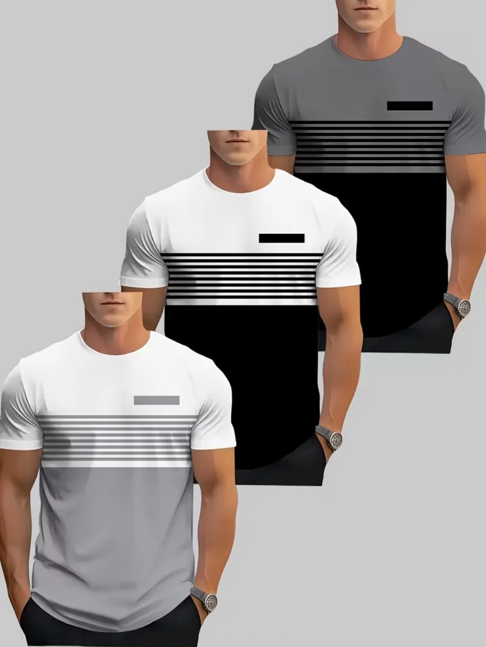 Men T-Shirt Fashion Simple Striped Printed Street Harajuku Short Sleeve Oversized Tops Summer Daily Versatile Men's Clothing
Men T-Shirt Fashion Simple Striped Printed Street Harajuku Short Sleeve Oversized Tops Summer Daily Versatile Men's Clothing