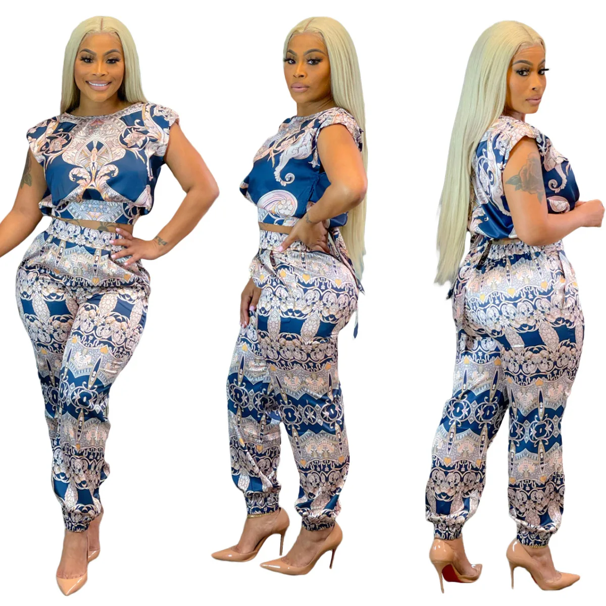 Two Piece Sets Women Pant Set Matching Sets Print Short Sleeve Casual Tops Long Pants High Waist Y2k Streetwear Loose 2025
Two Piece Sets Women Pant Set Matching Sets Print Short Sleeve Casual Tops Long Pants High Waist Y2k Streetwear Loose 2025