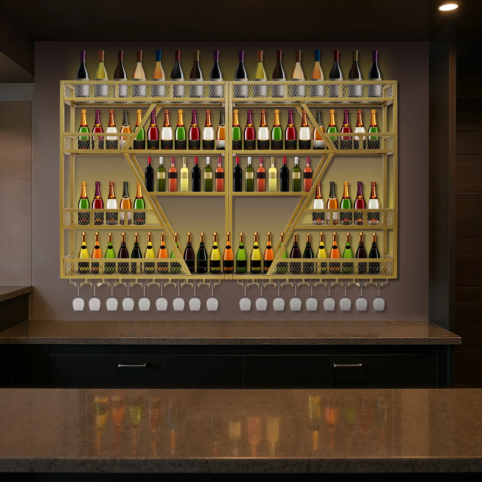 Metal Wine Bottles Storage Display Storage Shelf with Wine Glass Holder Wall-Mounted Wine Racks Cabinets for Home & Dining Room
Metal Wine Bottles Storage Display Storage Shelf with Wine Glass Holder Wall-Mounted Wine Racks Cabinets for Home & Dining Room