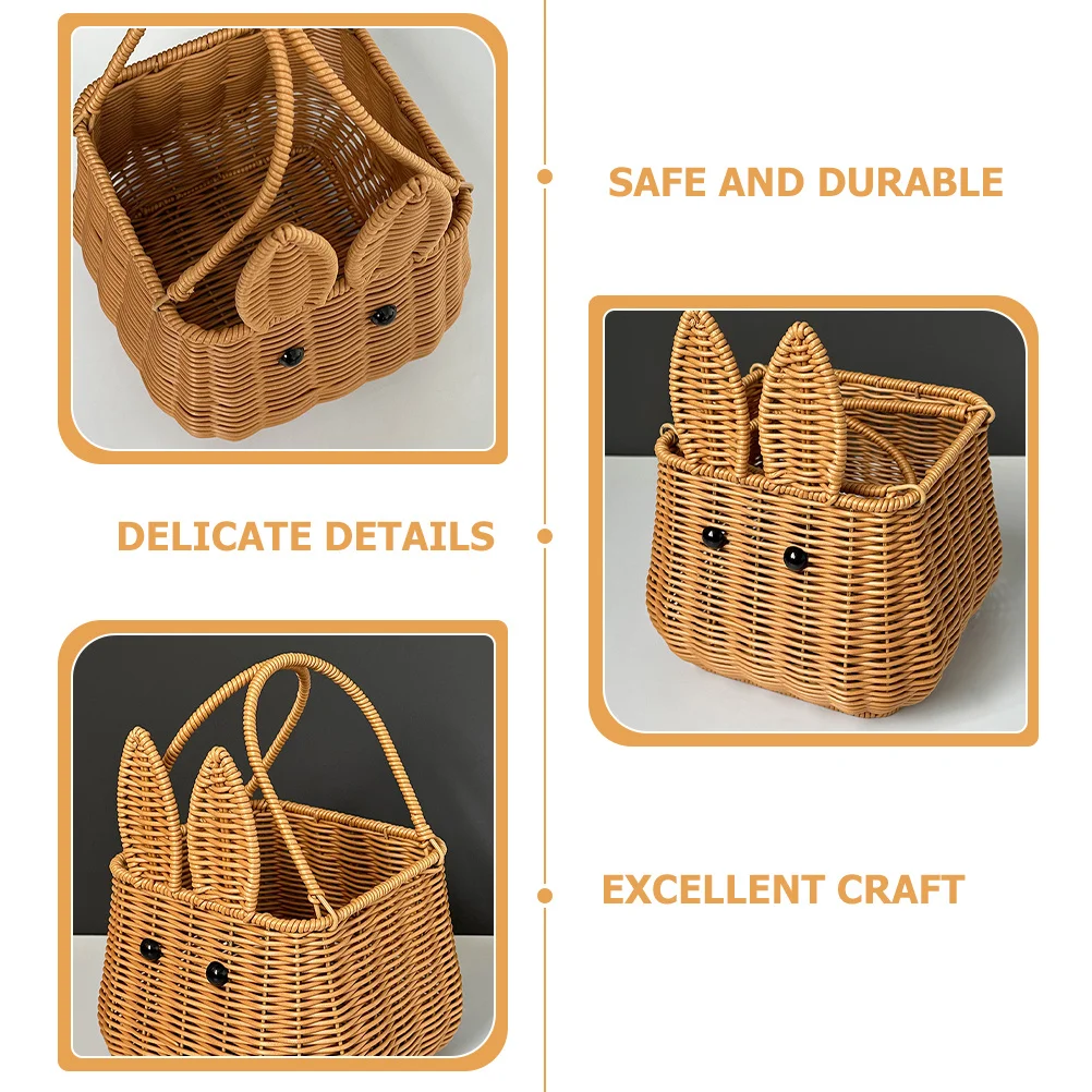 Easter Bunny Woven Basket Small Rabbit Picnic Hamper for Food Storage Sundries Organizer Decorative Handmade Imitation Rattan
Easter Bunny Woven Basket Small Rabbit Picnic Hamper for Food Storage Sundries Organizer Decorative Handmade Imitation Rattan