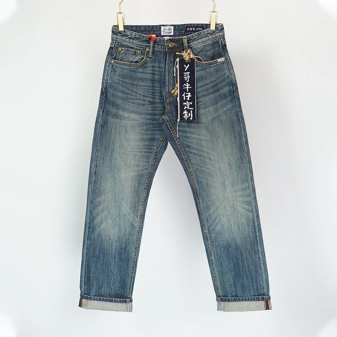 Selvedge Denim 11oz Denim Jeans for Men Summer 100% Cotton with Colored Yarn Regular Straight Leg Washed American Vintage Pants
Selvedge Denim 11oz Denim Jeans for Men Summer 100% Cotton with Colored Yarn Regular Straight Leg Washed American Vintage Pants