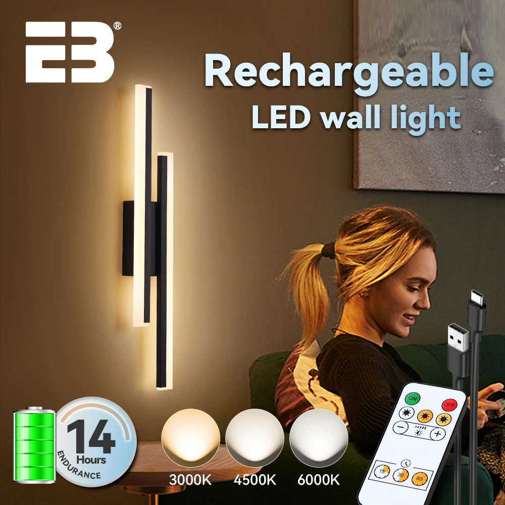Battery Operated Wall Light 5V Rechargeable Wirless Wall Lamp Dimming Interior Wall Lights Bathroom Bedroom Night Lighting 50cm
Battery Operated Wall Light 5V Rechargeable Wirless Wall Lamp Dimming Interior Wall Lights Bathroom Bedroom Night Lighting 50cm