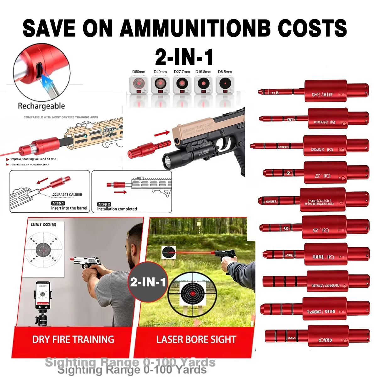 9mm 22LR Dual-purpose Dry Fire Trainer Bullets 38SPL 12GA 7.62X39mm Controlled Laser Shooting Laser Training Bullet Bore Sight
9mm 22LR Dual-purpose Dry Fire Trainer Bullets 38SPL 12GA 7.62X39mm Controlled Laser Shooting Laser Training Bullet Bore Sight