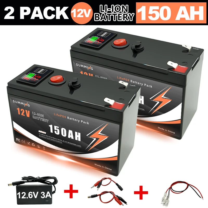 Durable 12V150Ah Deep Cycle LiFePO4 Battery Lron Phosphate Battery,Optimized for Solar Battery Renewable Energy Systems and RV