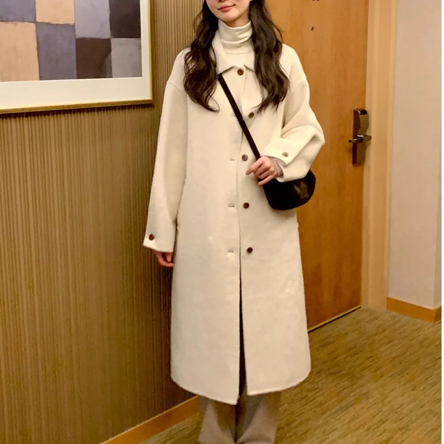 Women's Woolen Coat Chic Autumn Winter Loose Long Lapel Slimming Design Simple Sle Korean Faion Commute Pure Color
Women's Woolen Coat Chic Autumn Winter Loose Long Lapel Slimming Design Simple Sle Korean Faion Commute Pure Color