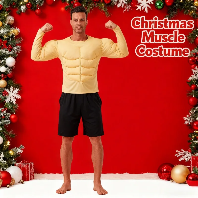 Рождественская ролевая игра, футболка с поддельным абс, костюм для взрослых, футболка с мышцами
Рождественская ролевая игра, футболка с поддельным абс, костюм для взрослых, футболка с мышцами