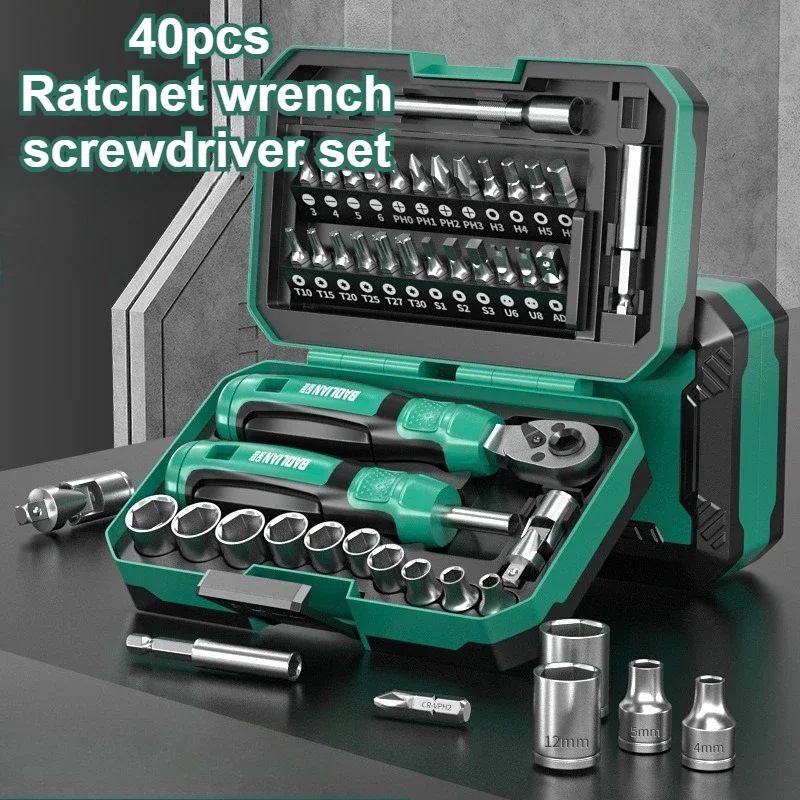 40pcs Ratchet Wrench and Screwdriver Multi Kit 6.3mm DIY Household Repair Tools Magnetic Screw Driver Bits Set Hand Tools
40pcs Ratchet Wrench and Screwdriver Multi Kit 6.3mm DIY Household Repair Tools Magnetic Screw Driver Bits Set Hand Tools