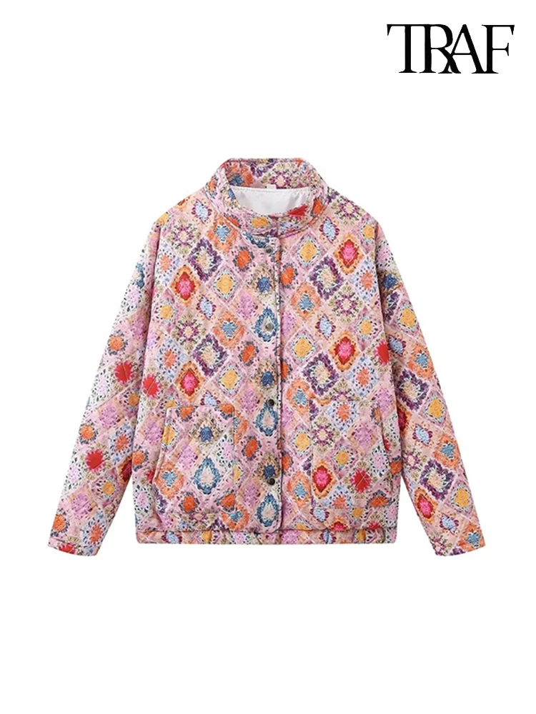 TRAF Women Fashion Simple Versatile Round Neck Floral Print Cotton Jacket Warm Quilted Jacket Street Casual Commuter Jacket
TRAF Women Fashion Simple Versatile Round Neck Floral Print Cotton Jacket Warm Quilted Jacket Street Casual Commuter Jacket