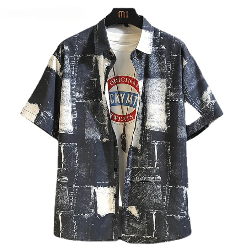 Summer Men's Hawaiian Shirt 3D Denim Plaid Print Short Sleeved Loose Ice Silk Cardigan Shirt Couple Top
Summer Men's Hawaiian Shirt 3D Denim Plaid Print Short Sleeved Loose Ice Silk Cardigan Shirt Couple Top