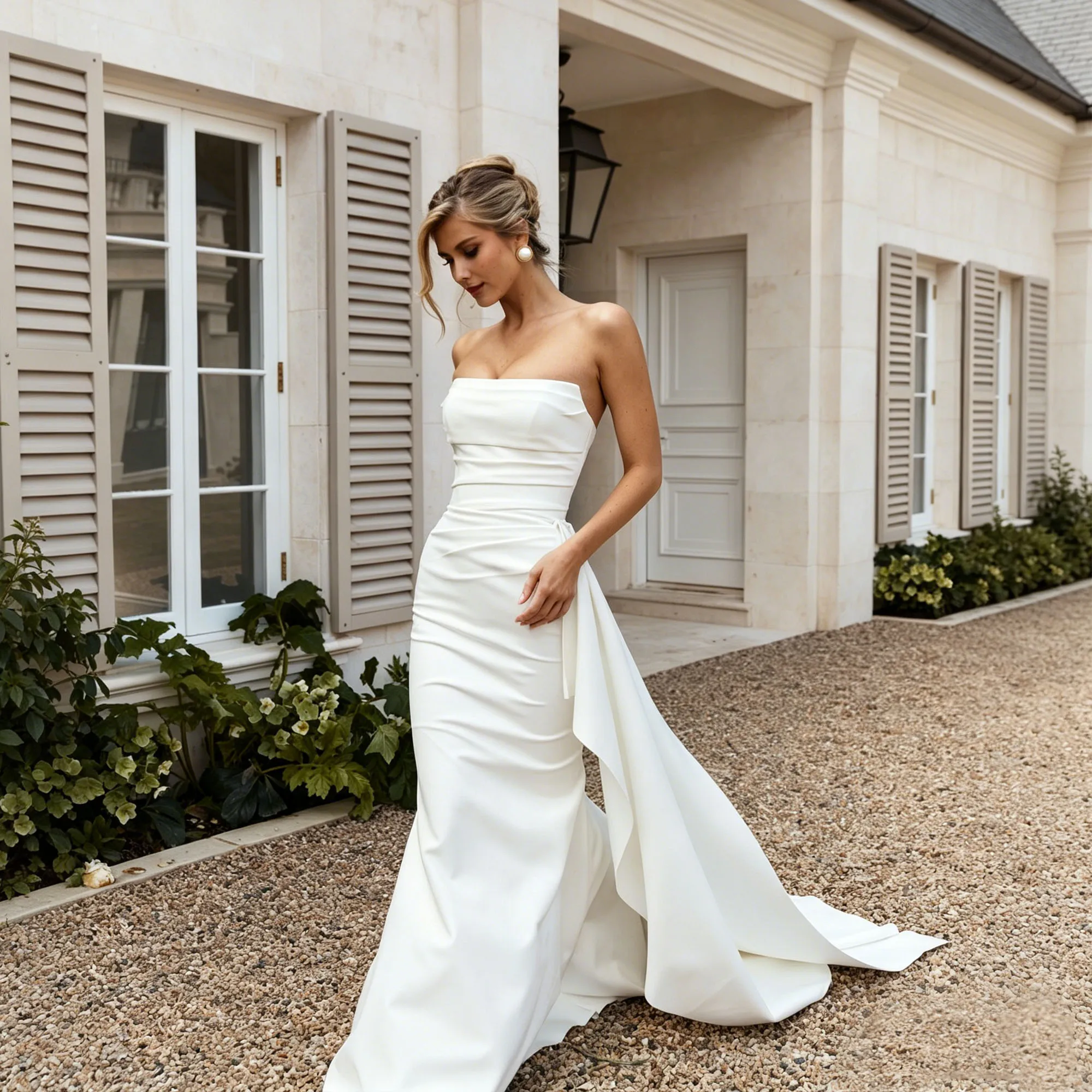 Strapless Satin White Wedding Dresses 2026 Mermaid Elegant Bride Gowns For Elopement Pleated Robe De Mariée Simple Customized
Strapless Satin White Wedding Dresses 2026 Mermaid Elegant Bride Gowns For Elopement Pleated Robe De Mariée Simple Customized