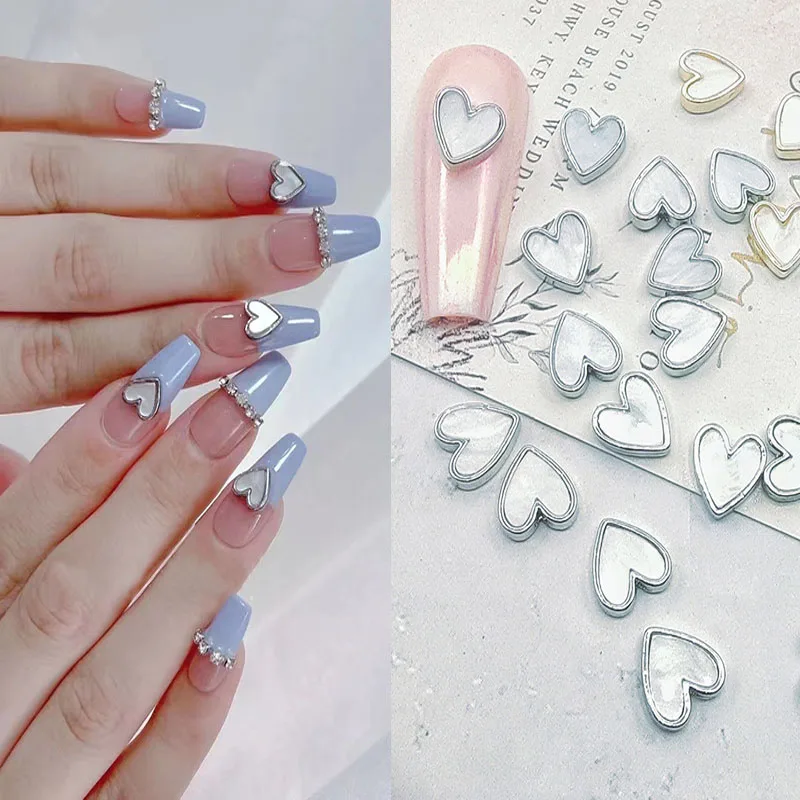 10Pcs Simple Design Nail Alloy Rhinestones 8x8.5mm Heart Nail Designs Charms For 3D Metal Nail Stickers Gold/Silver Gems Stones
10Pcs Simple Design Nail Alloy Rhinestones 8x8.5mm Heart Nail Designs Charms For 3D Metal Nail Stickers Gold/Silver Gems Stones