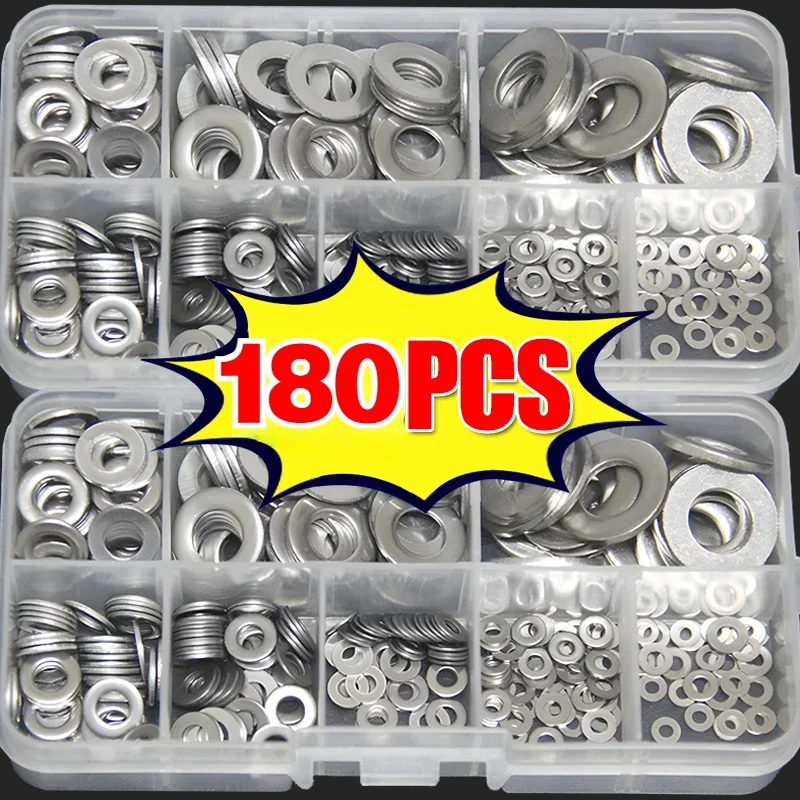 180Pcs Stainless Steel Flat Washers Assortment Kit Flat Gasket Rings Plain M2 M2.5 M3 M4 M5 M6 M8 M10 Hardware Metal Washers
180Pcs Stainless Steel Flat Washers Assortment Kit Flat Gasket Rings Plain M2 M2.5 M3 M4 M5 M6 M8 M10 Hardware Metal Washers